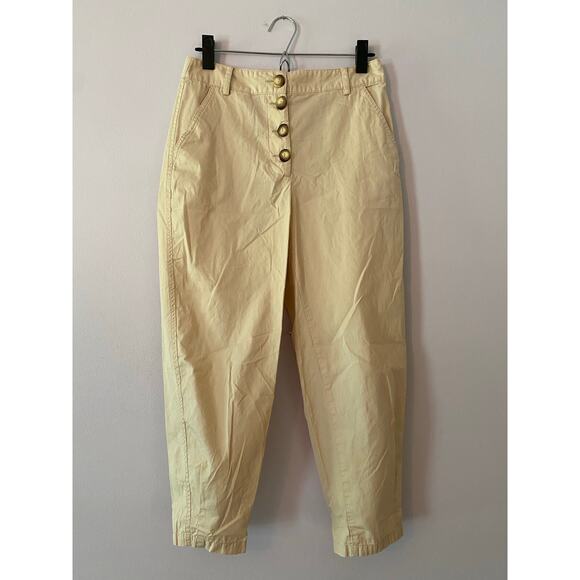 Zara Tan Khaki Cream Tan Cropped Barrel Leg Pants Cotton Boho Women's size XS - Picture 1 of 12